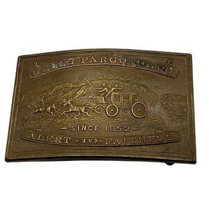 Vintage Wells Fargo & Co Belt Buckle By Tiffany & Co Solid Brass 3.5" x 2.25"